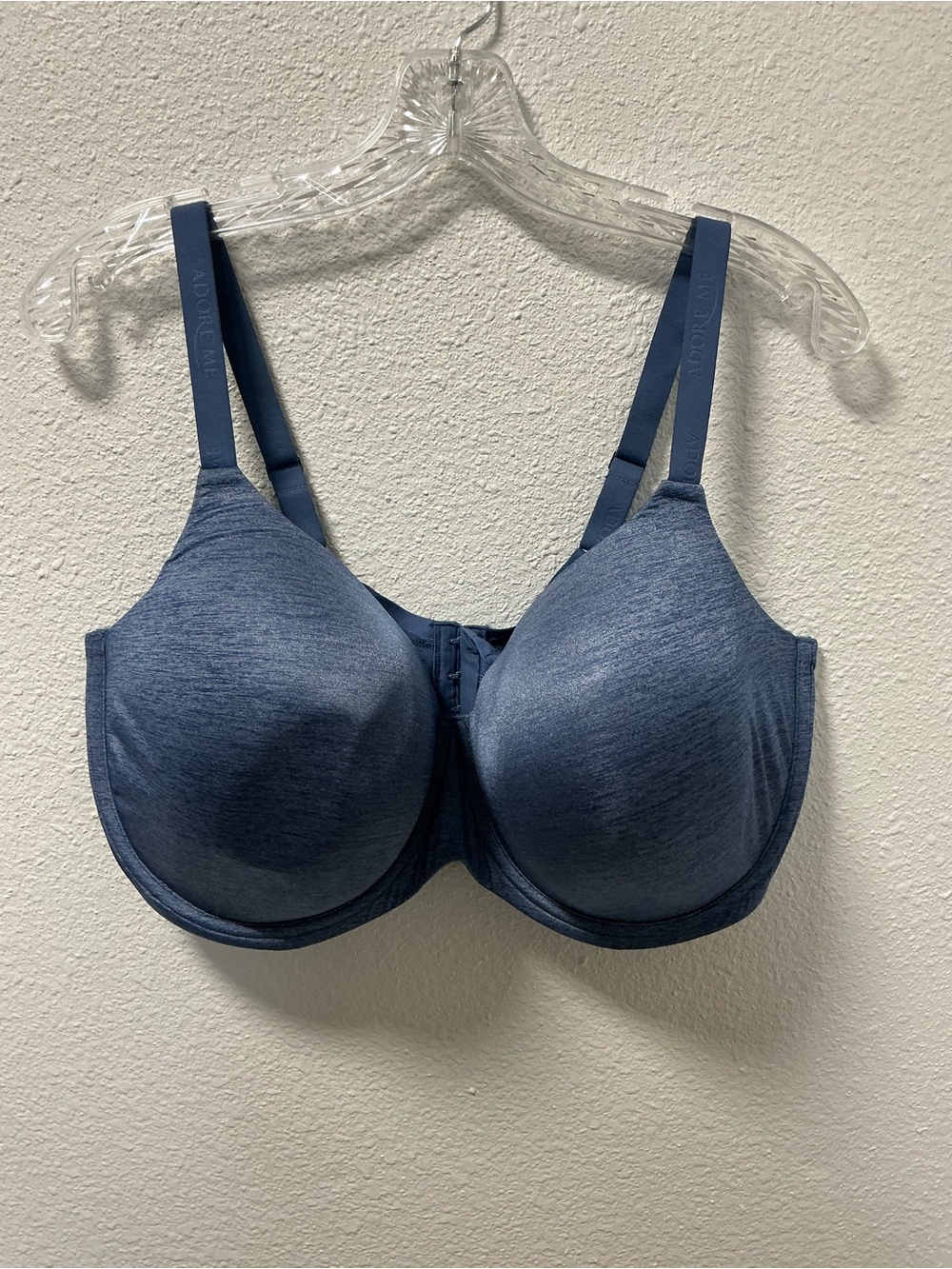 Adore Me women’s 42G blue heathered full coverage underwire logo strap bra